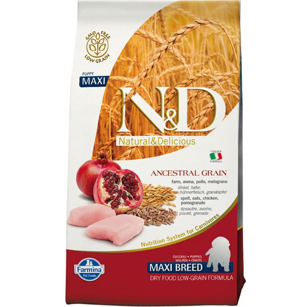 nd-low-grain-chicken-pomegranate-puppy-maxi-1000x1000h12kg N&D Low Grain Puppy Medium and Maxi Chicken