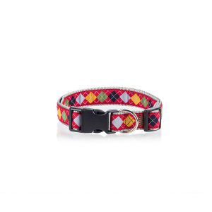 DOG COLLAR ROMB RED M 2 X 32-50CM