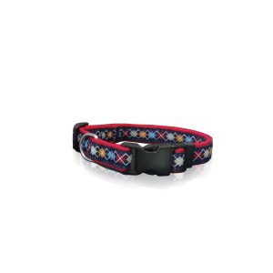 DOG COLLAR ROMB BLUE M 2 X 32-50CM