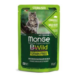 MONGE BWild Cat Sterilised Grain Free με Αγριογούρουνο 85gr